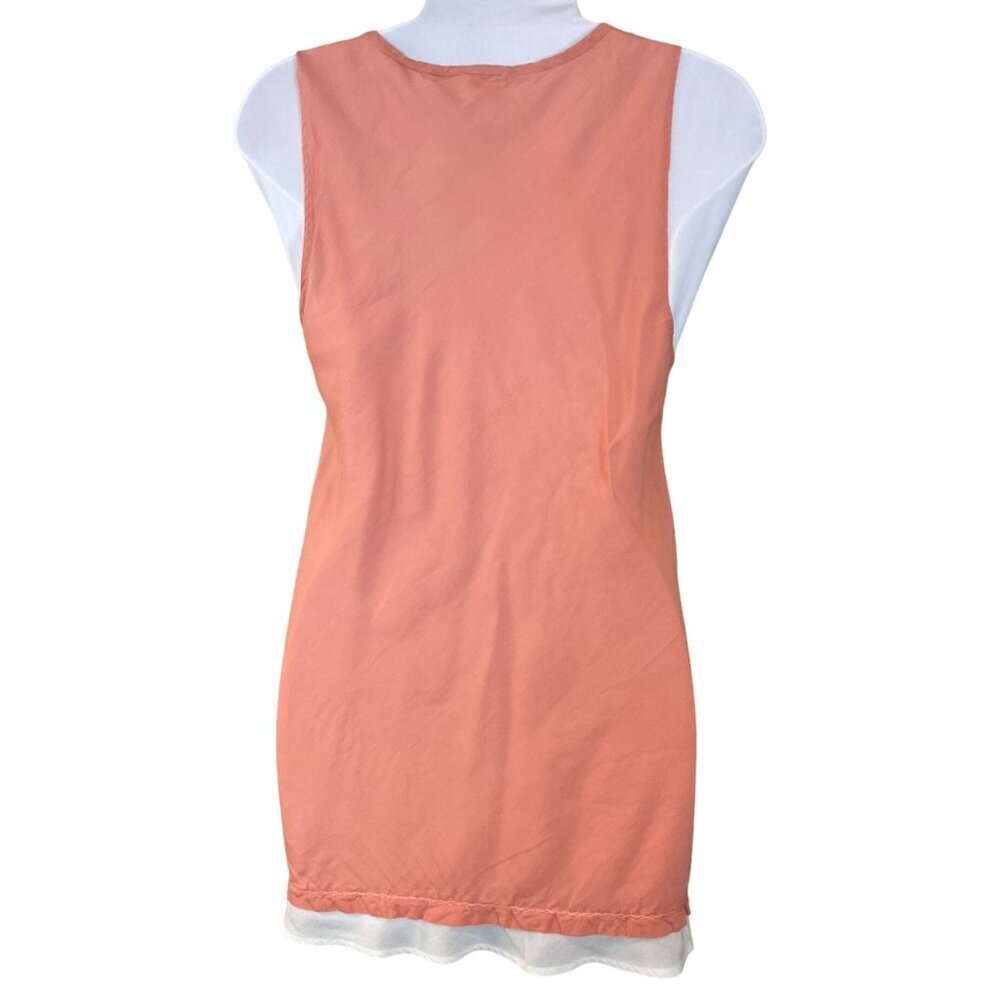 Cloth & Stone Peach Sleeveless Boho Faux Layered Top Ruffle & Tie Inset XS - Picture 3 of 5